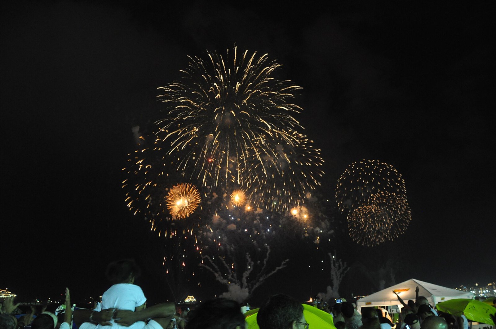 Fireworks over Copacabana beach on New Year's Eve.